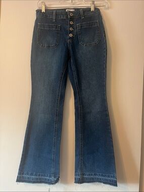 SO Dark Blue High-Rise Flare Jeans with Button-Fly